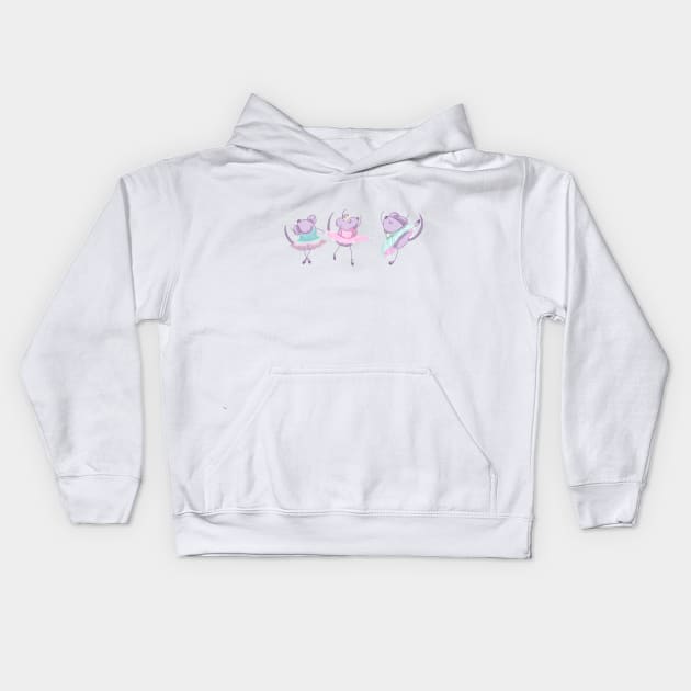 Ballerina Mice Kids Hoodie by GG Raven Works